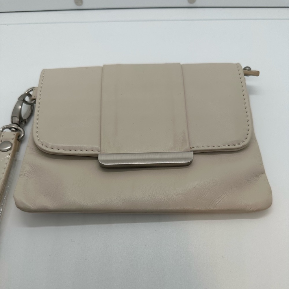 Red Envelope Leather Wristlet Bone/Cream Color